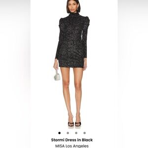 Misa Los Angeles Black Long Sleeve Dress with Elegant Silhouette